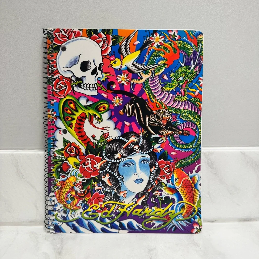 Vintage Lisa Frank x Ed Hardy Tattoo Art Spiral Notebook